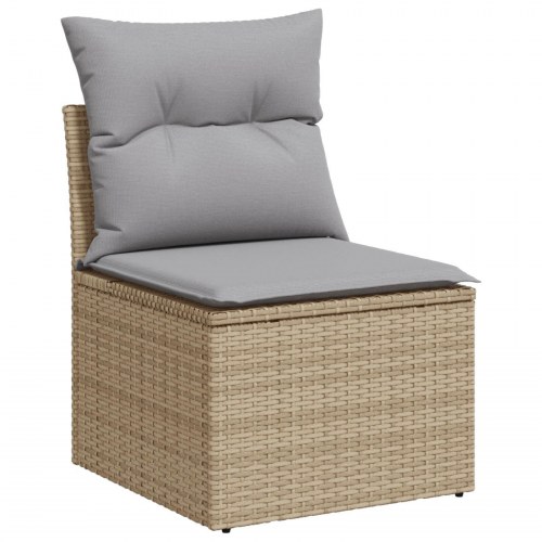 Have Sofa Sæt 9 dele Beige og Grå Rattan og Stof Have Sofa