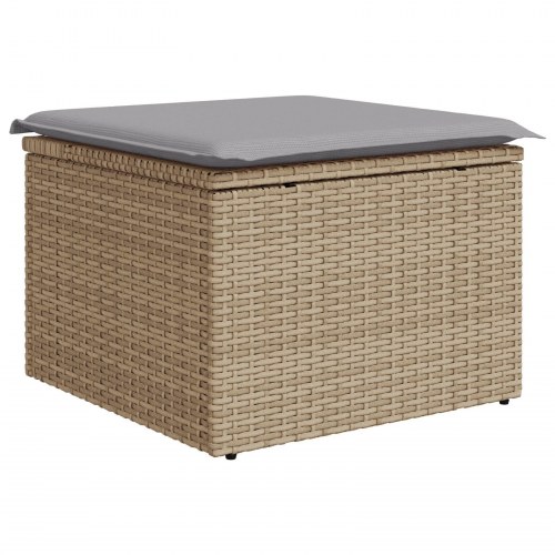 Have Sofa Sæt 9 dele Beige og Grå Rattan og Stof Have Sofa