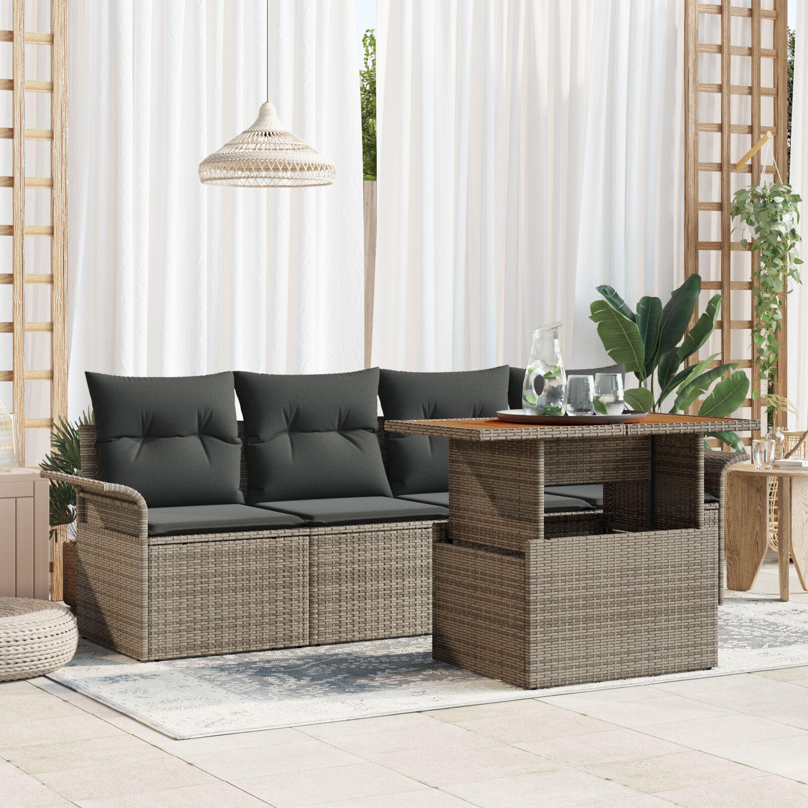 Havesofa SÃ¦t med pude 5 stk GrÃ¥ 100 x 55 x 73 cm