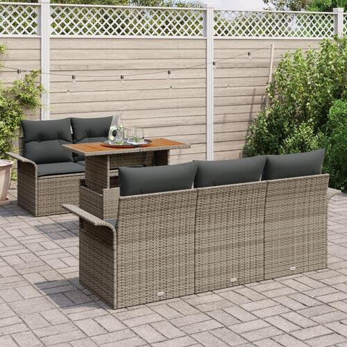 Have Sofa Sæt 6 Delers Grå Poly Rattan Have Sofa Stol
