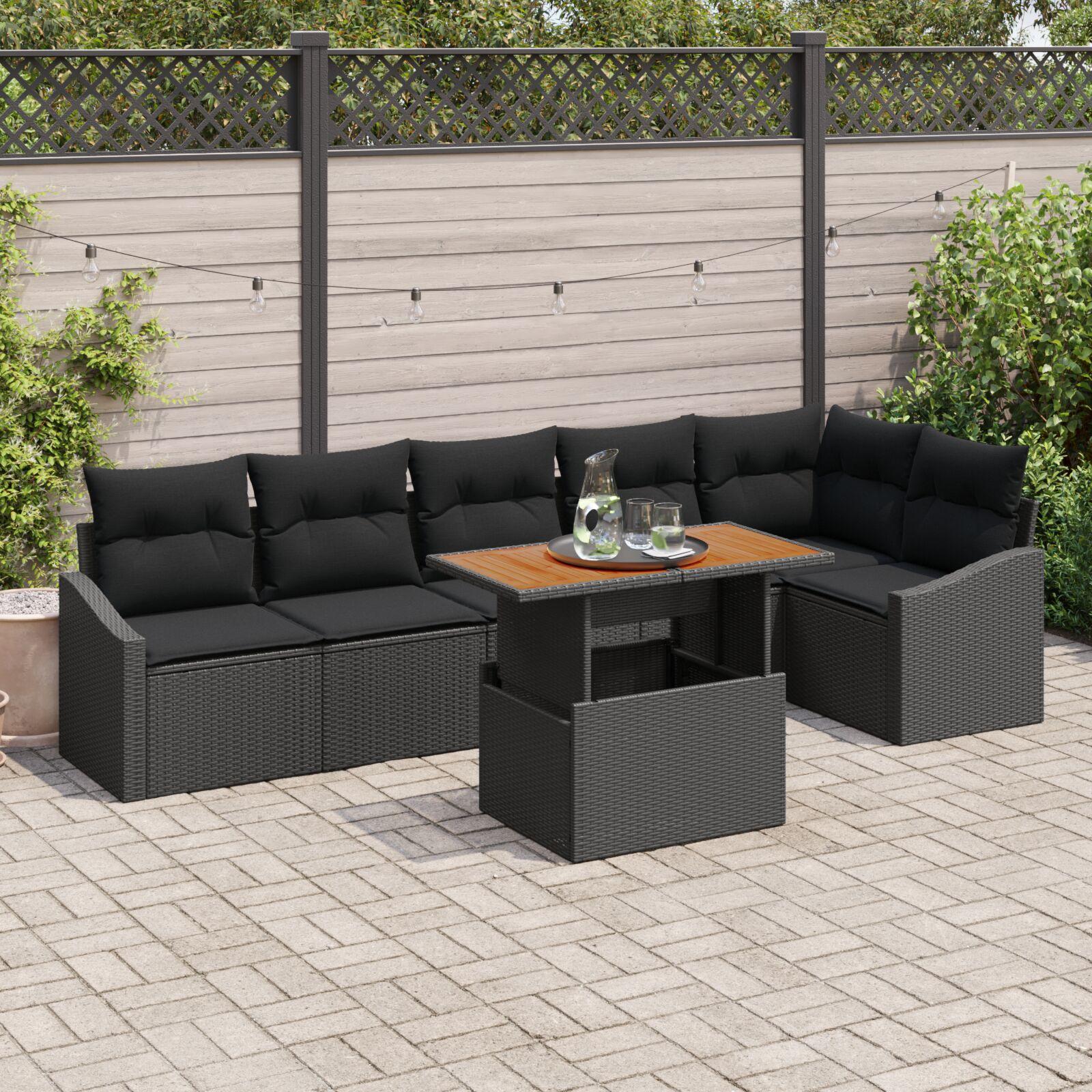 Have Spisebordssæt 7 stk Sort og Brunt 100 x 55 x 73 cm
