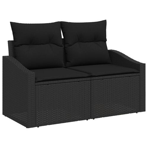 Havemøbel sæt Sæt af 8 Sort Poly rattan 8-delt havemøbel sæt