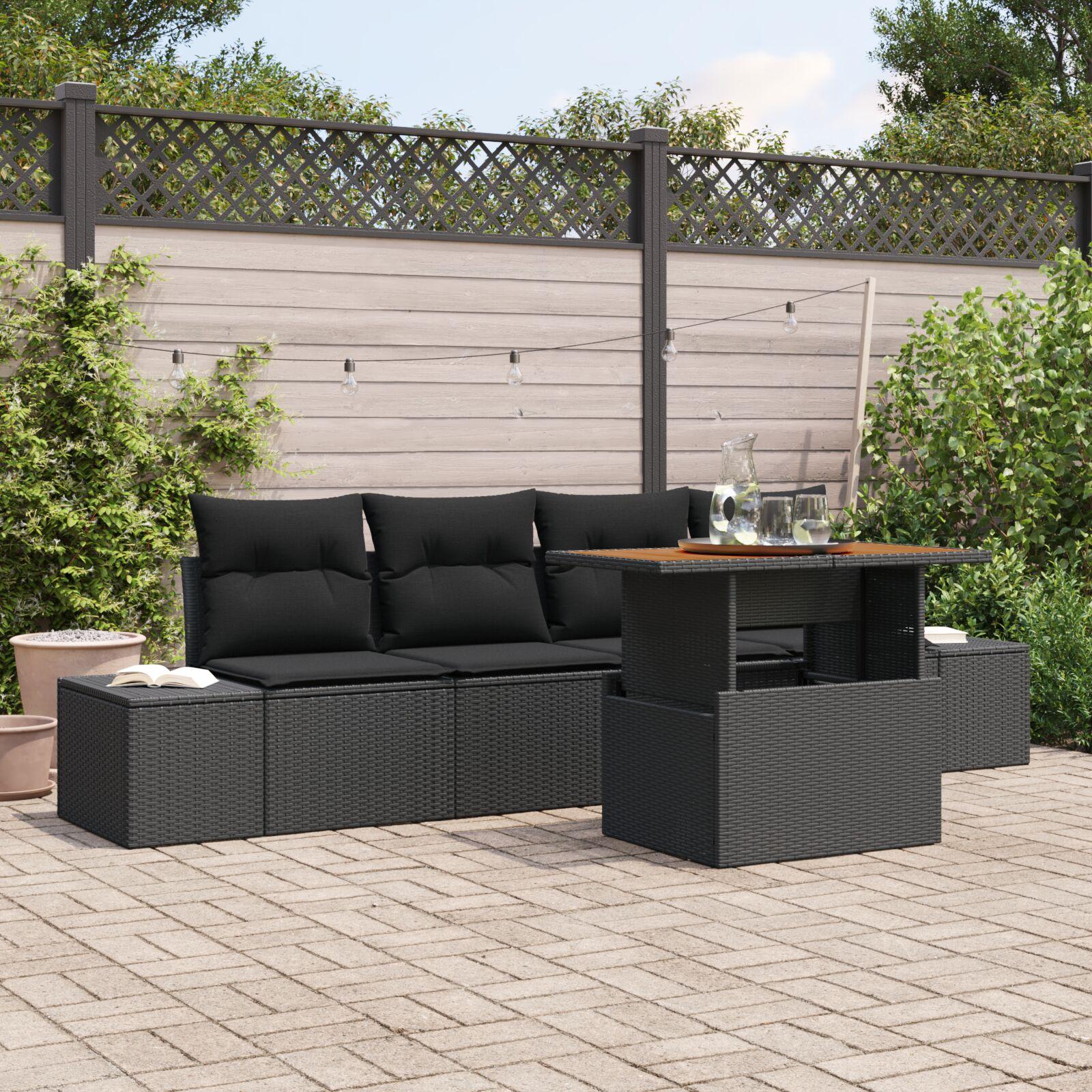 Have Spisebordssæt 5 stk Sort og Brunt 100 x 55 x 73 cm
