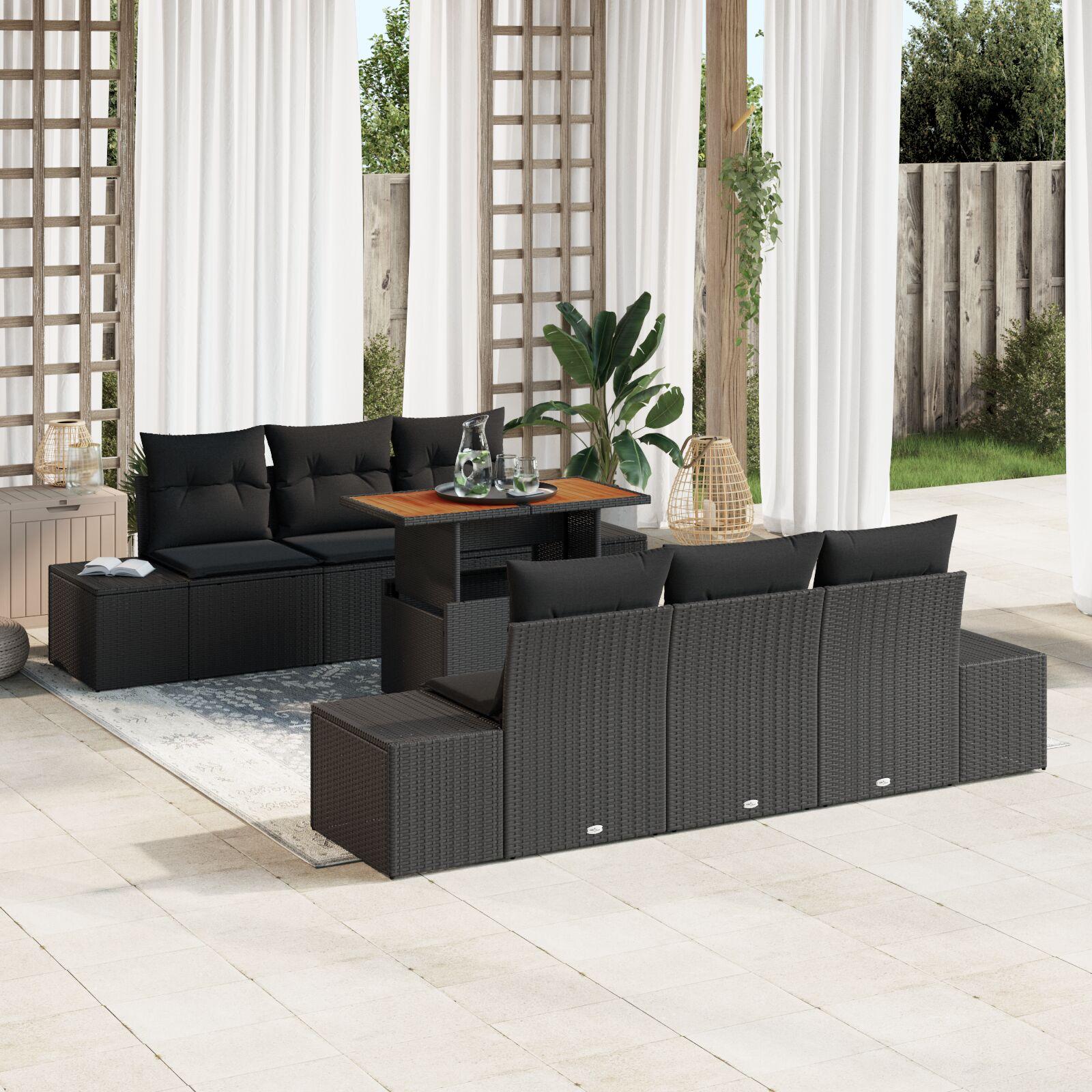 Have Spisebordssæt 7 stk Sort og Brunt 100 x 55 x 73 cm
