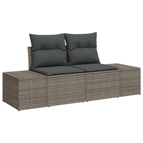 Have Sofa Sæt 8 Personer Grå Rattan, Glas, Træ, Metal