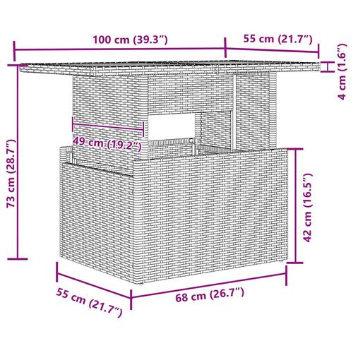 Have Sofa Sæt 8 Personer Grå Rattan, Glas, Træ, Metal