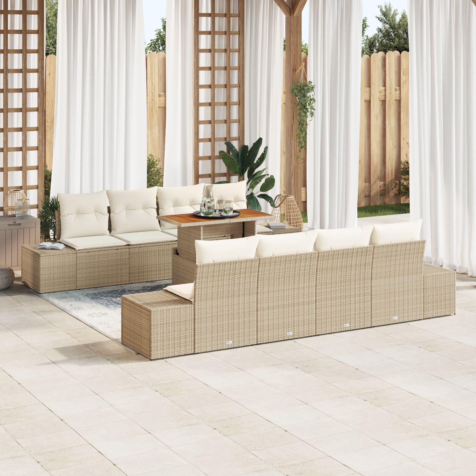 Have Spisebordssæt 9 stk Beige og creme 100 x 55 x 73 cm