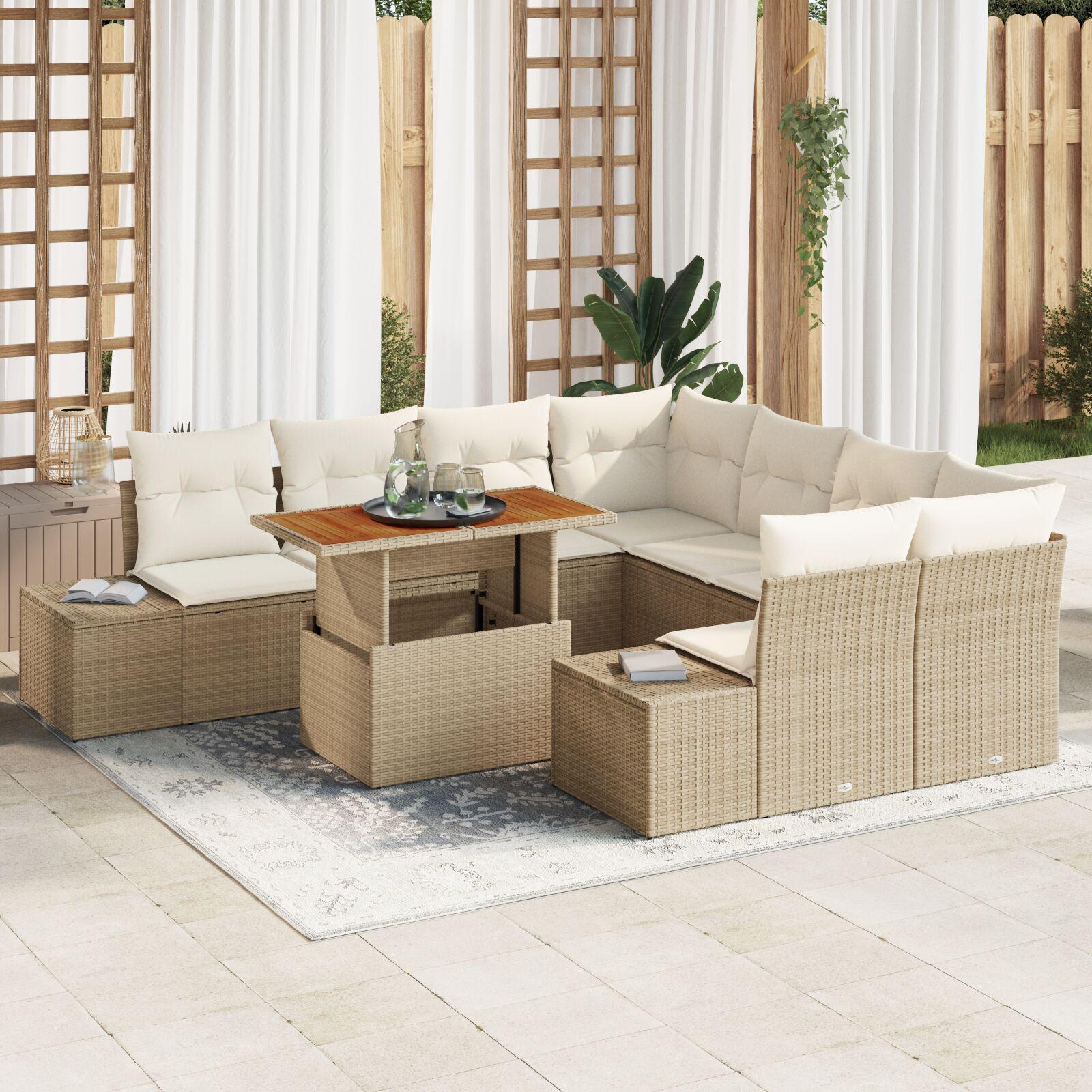Have Spisebordssæt 9 stk Beige og creme 100 x 55 x 73 cm
