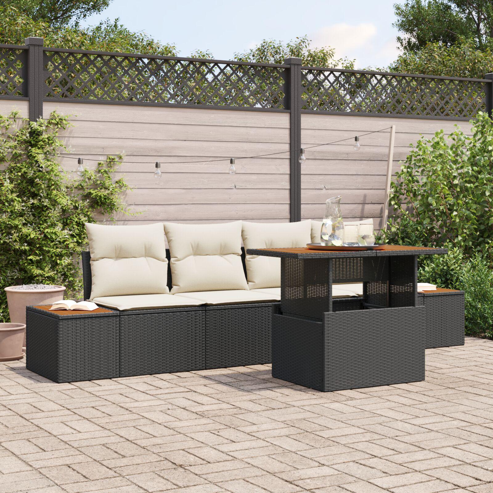 Have Spisebordssæt 5 stk Sort og Beige 100 x 55 x 73 cm