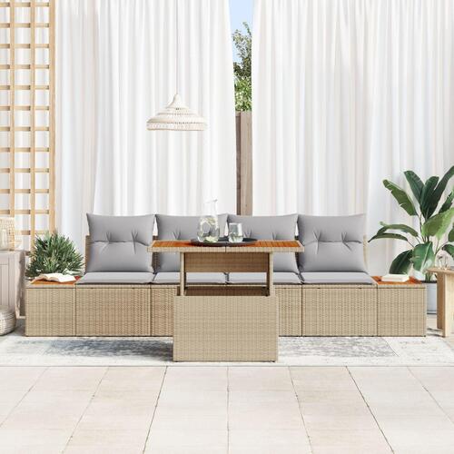 Have Sofa Sæt 5 Stk Beige Rattan Rektangulær Moderne