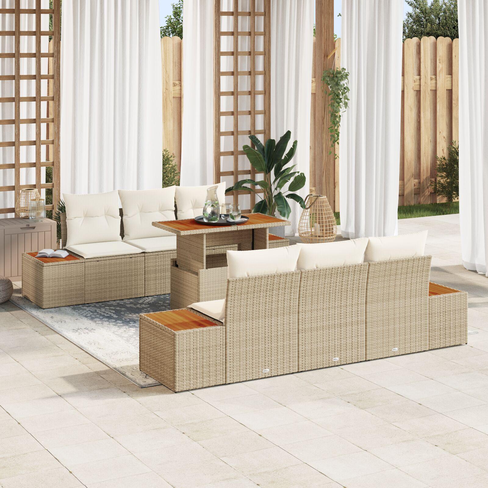 Have Spisebordssæt 7 stk Beige og creme 100 x 55 x 73 cm