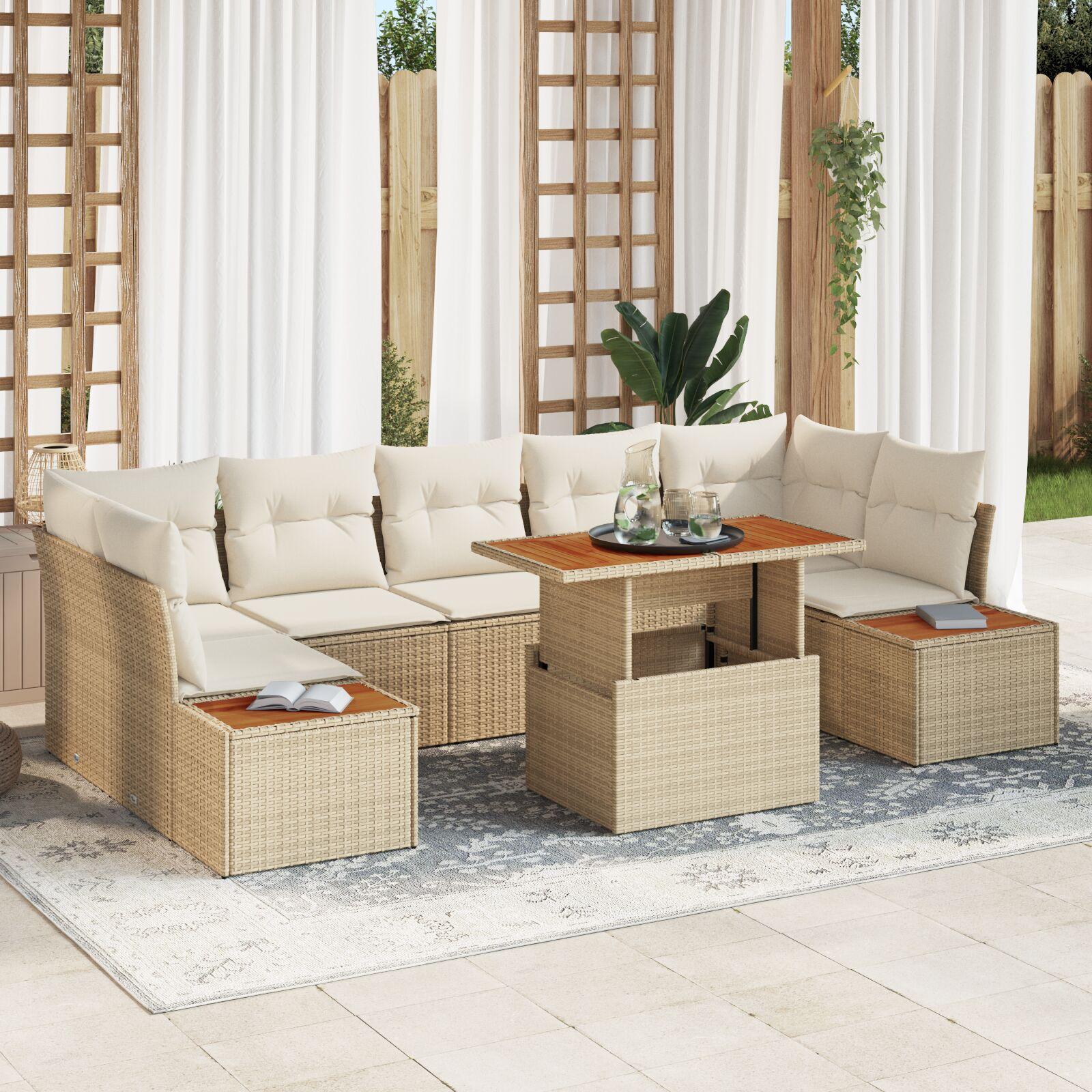 Have Spisebordssæt 8 stk Beige og creme 100 x 55 x 73 cm