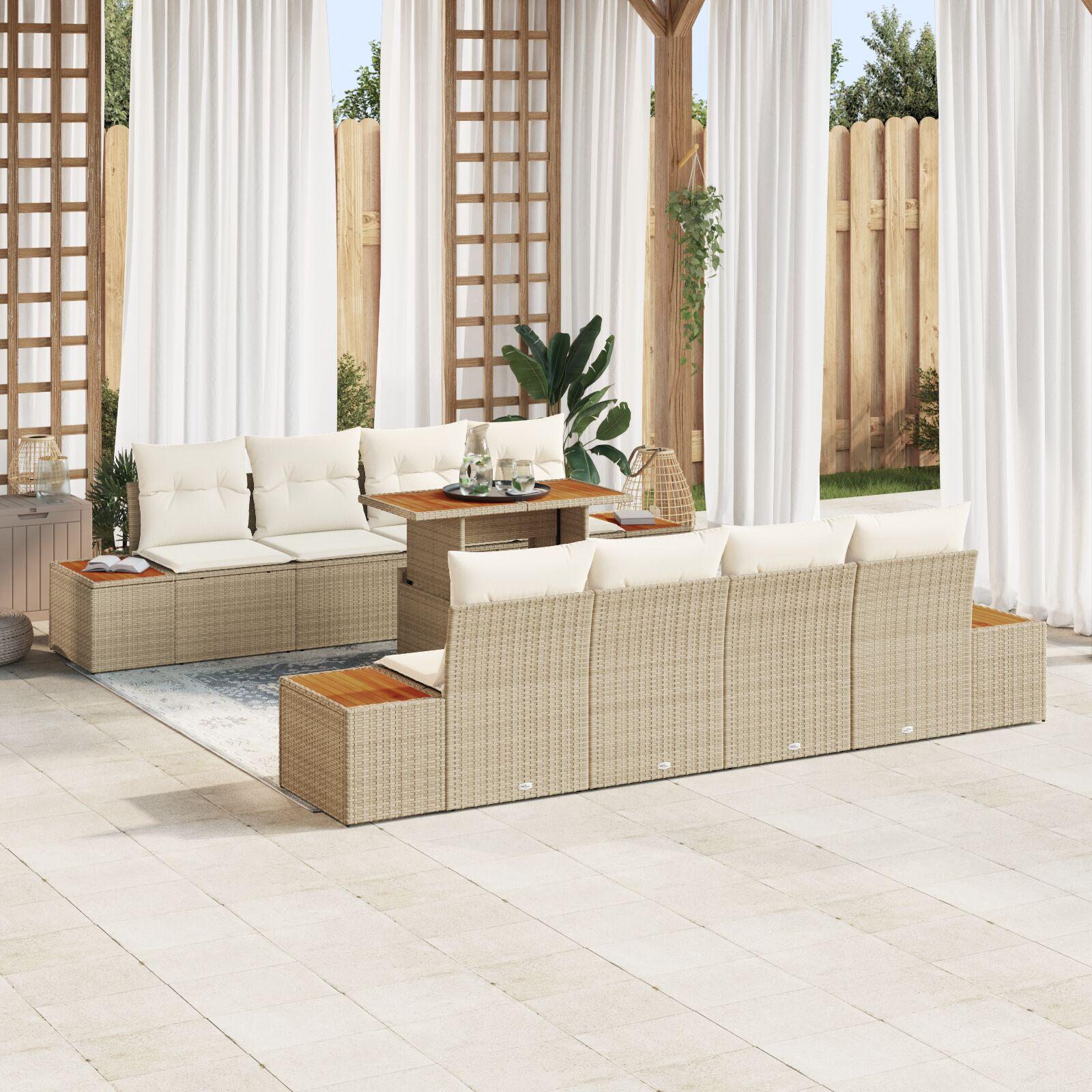 Have Spisebordssæt 9 stk Beige og creme 100 x 55 x 73 cm