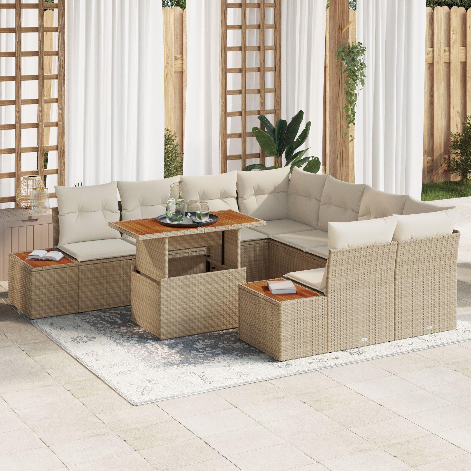Have Spisebordssæt 9 stk Beige og creme 100 x 55 x 73 cm