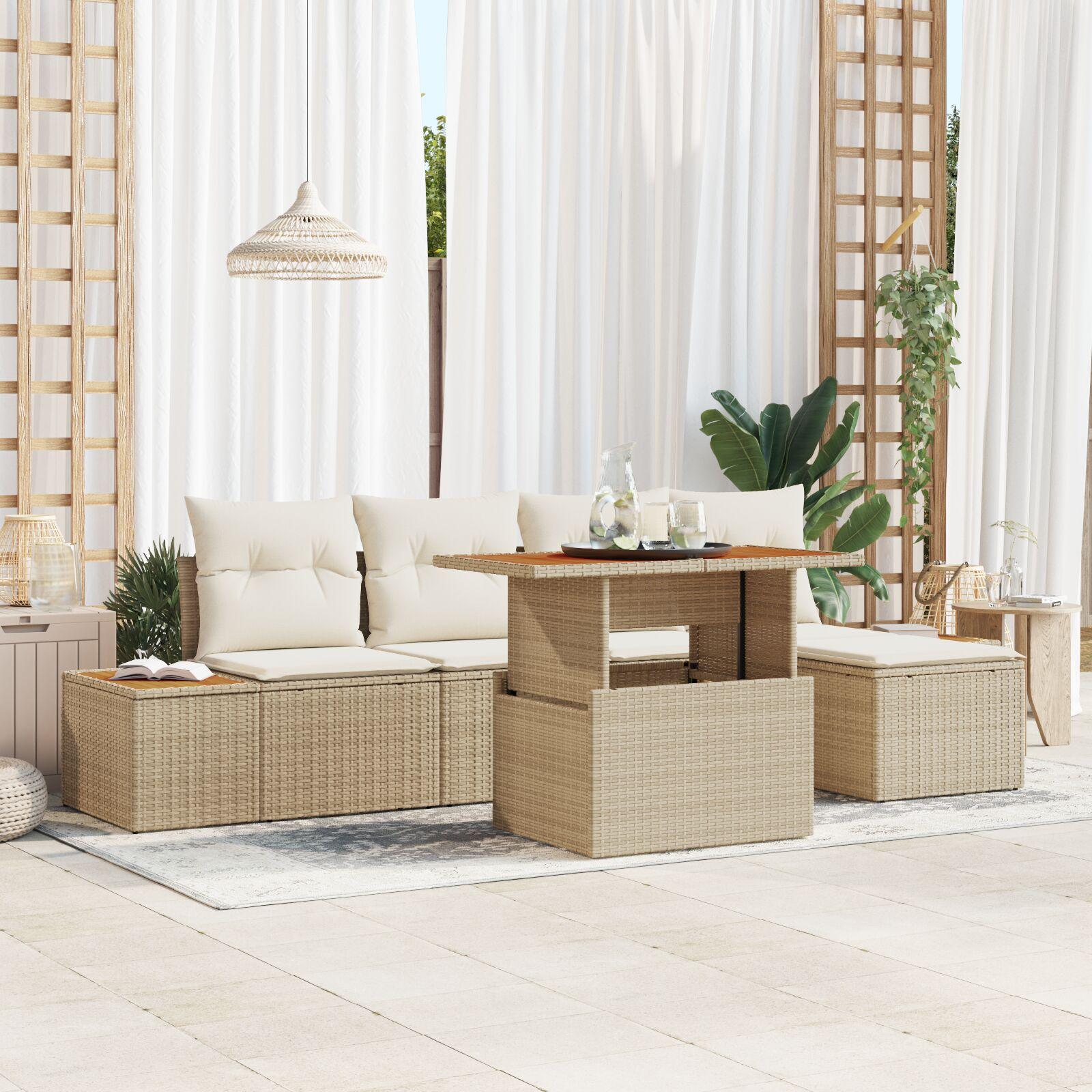 Have Spisebordssæt med pude 6 stk Beige og creme