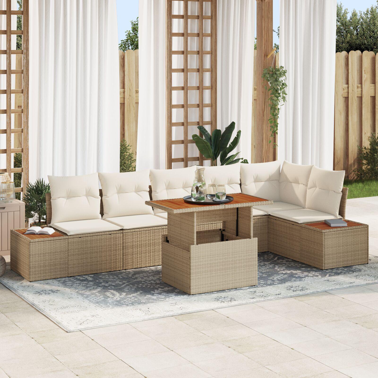 Have Spisebordssæt 7 stk Beige og creme 100 x 55 x 73 cm