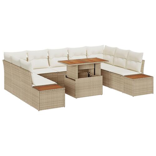 Have Sofa Sæt Sæt af 6 Beige Rattan Havemøbler Rektangulær