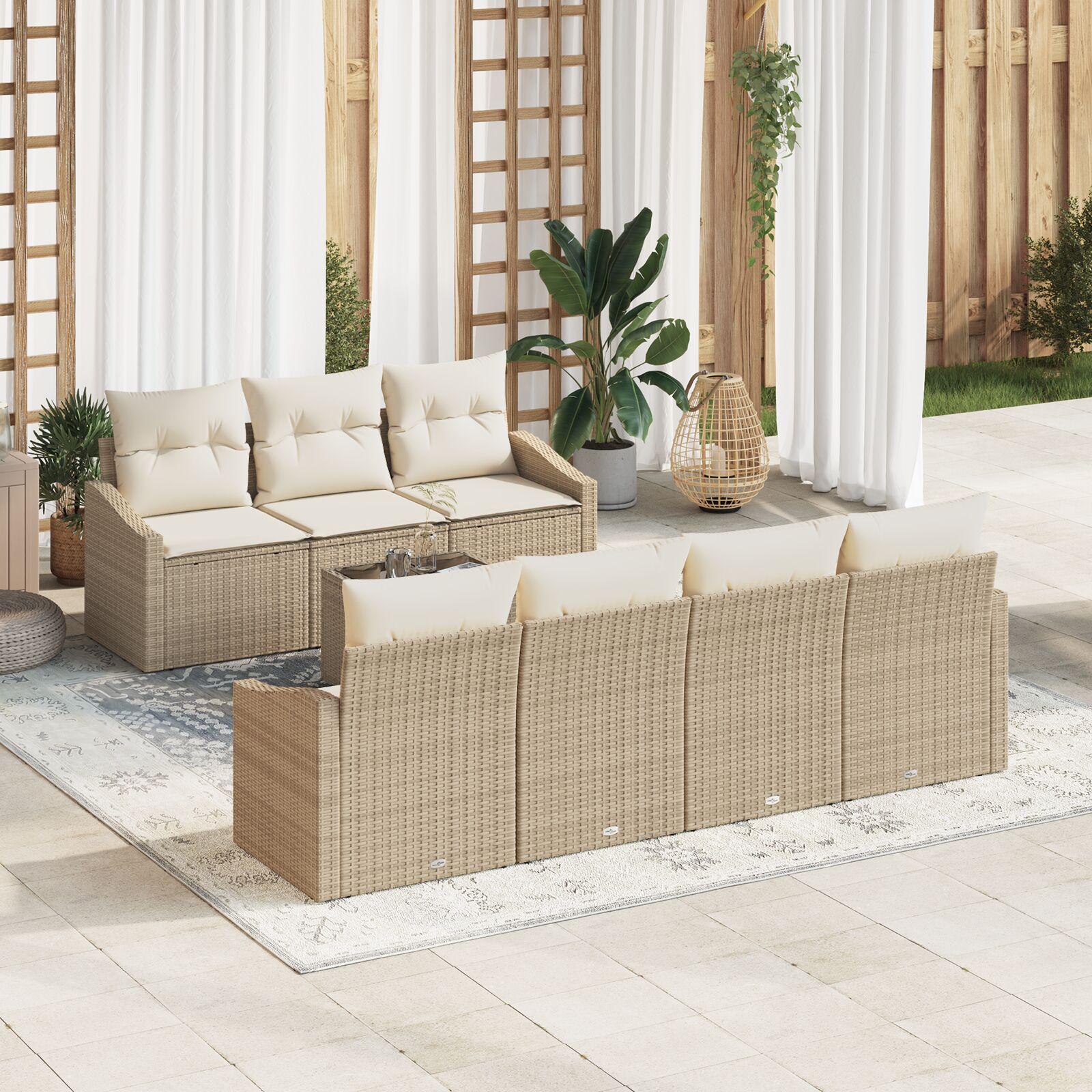 Havesofa SÃ¦t med pude 8 stk Beige og creme 55 x 55 x 37 cm