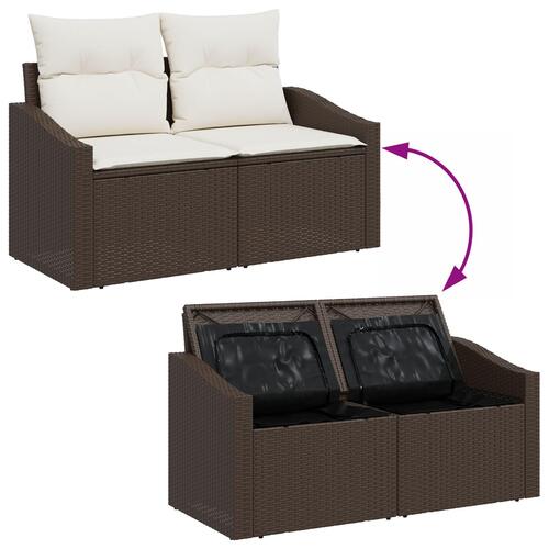 Havesofa Sæt Sæt af 5 Brun Rattan Udendørs modulsofa