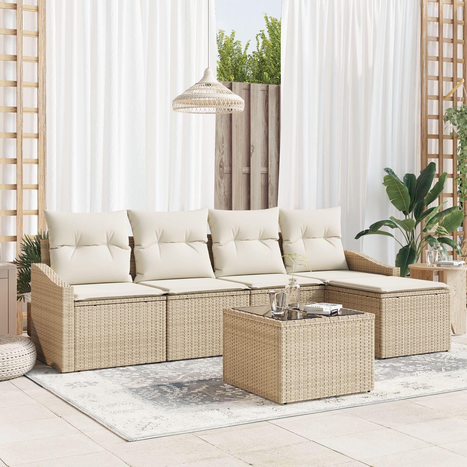 Have SpisebordssÃ¦t med pude med opbevaring 6 stk Beige og creme