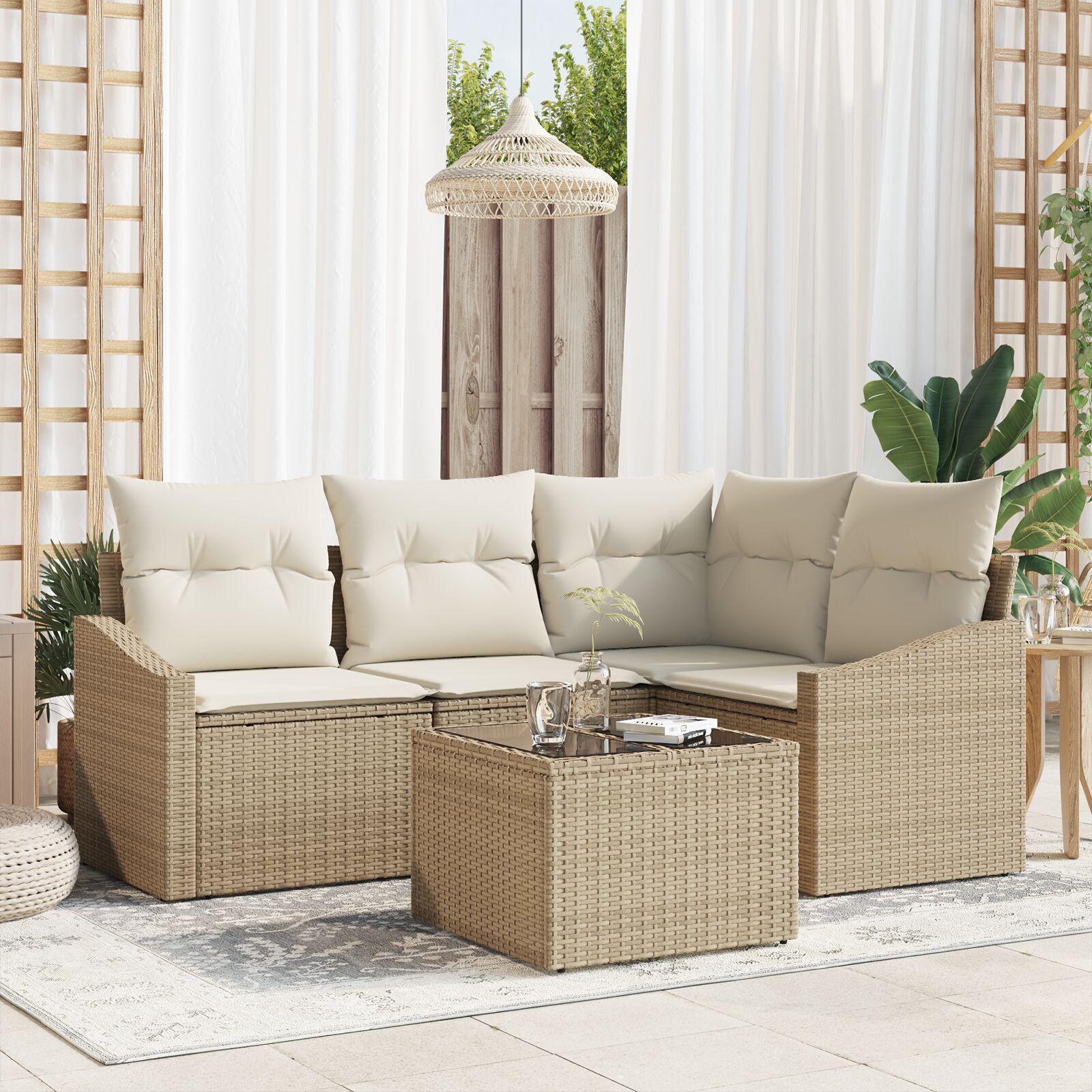 Have Spisebordssæt med pude med opbevaring 5 stk Beige og creme