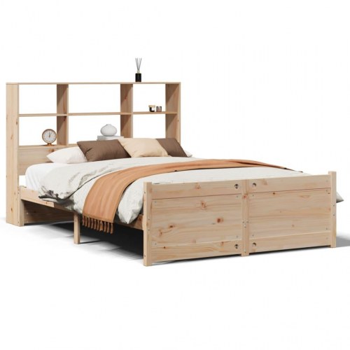 Seng med reol uden madras 140x190 cm massivt fyrretræ