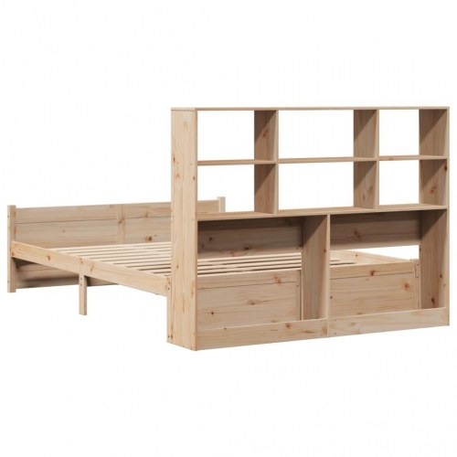 Seng med reol uden madras 140x190 cm massivt fyrretræ