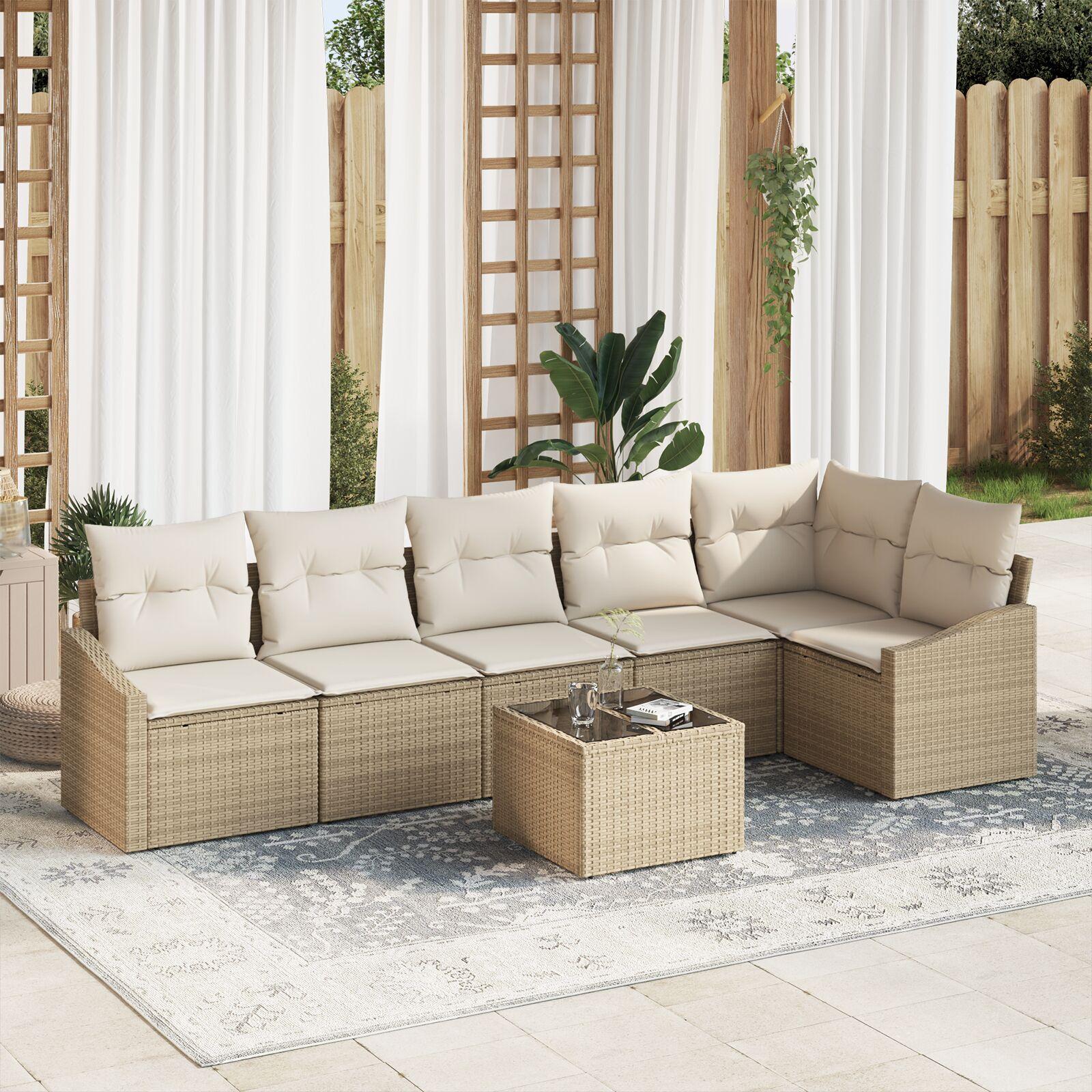 Have SpisebordssÃ¦t med pude med opbevaring 7 stk Beige og creme