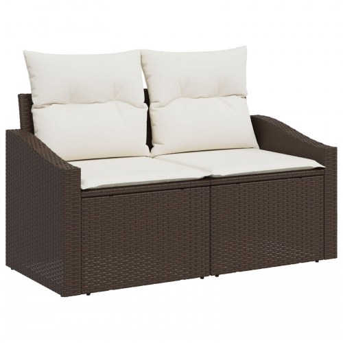 Have Sofa Sæt Sæt af 6 Brun Poly Rattan, Stof Have Sofa Sæt