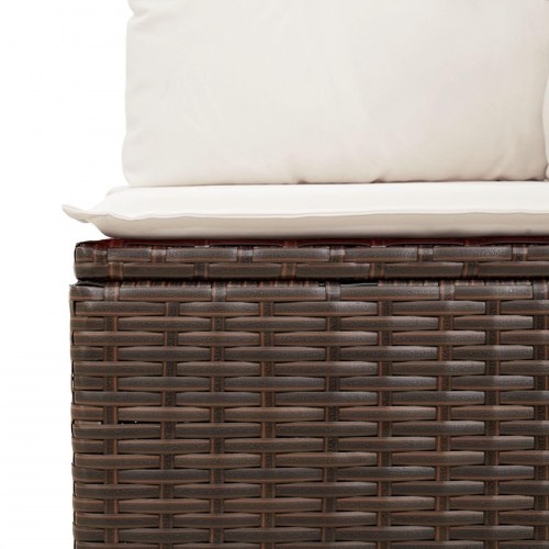 Have Sofa Sæt Sæt af 6 Brun Poly Rattan, Stof Have Sofa Sæt