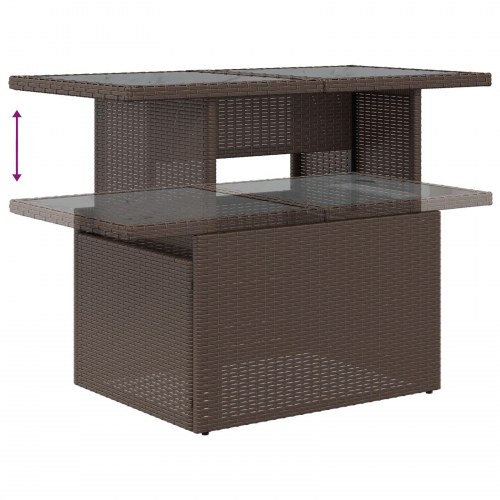 Have Sofa Sæt Sæt af 6 Brun Poly Rattan, Stof Have Sofa Sæt