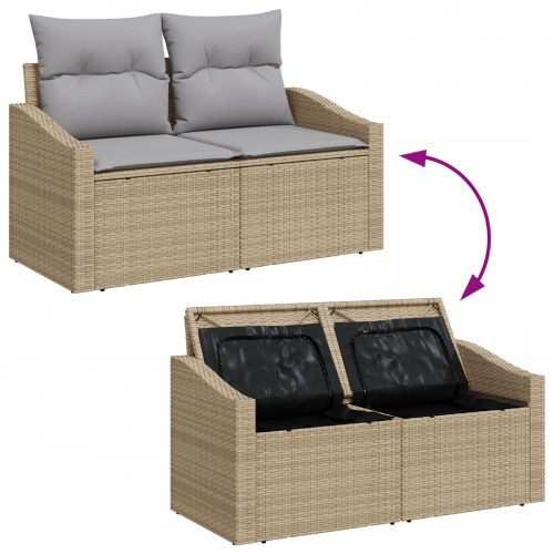 Have Sofa Sæt Sæt af 8 Beige Rattan 8 Dels Udendørs Sofa Sæt
