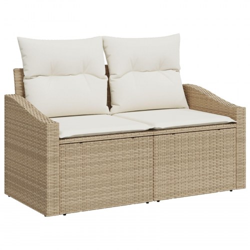 Have Sofa Sæt 8-delt Beige, Hvid Rattan, Stof Udendørs Sofa Sæt
