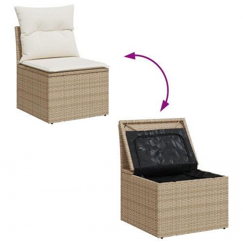 Have Sofa Sæt 8-delt Beige, Hvid Rattan, Stof Udendørs Sofa Sæt