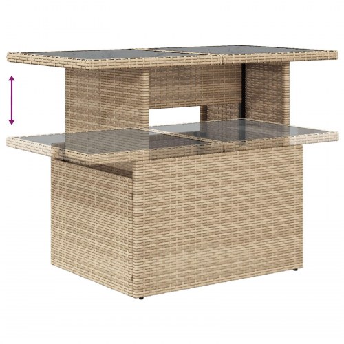 Have Sofa Sæt 8-delt Beige, Hvid Rattan, Stof Udendørs Sofa Sæt