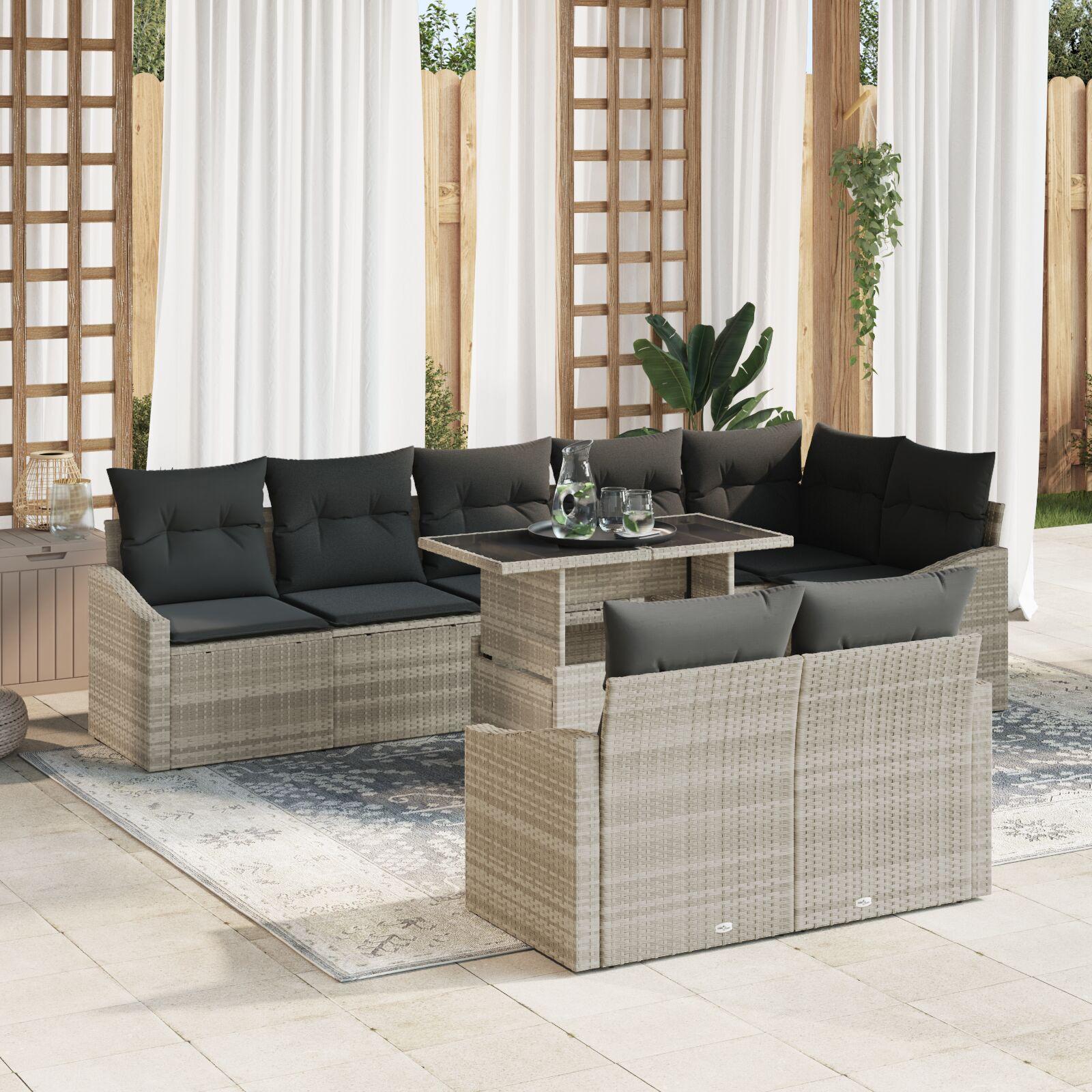 Havesofa SÃ¦t 9 stk LysegrÃ¥ og mÃ¸rkegrÃ¥ 100 x 55 x 73 cm