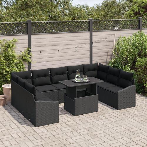 Have Sofa Sæt 10 Deler Sort Rattan Moderne