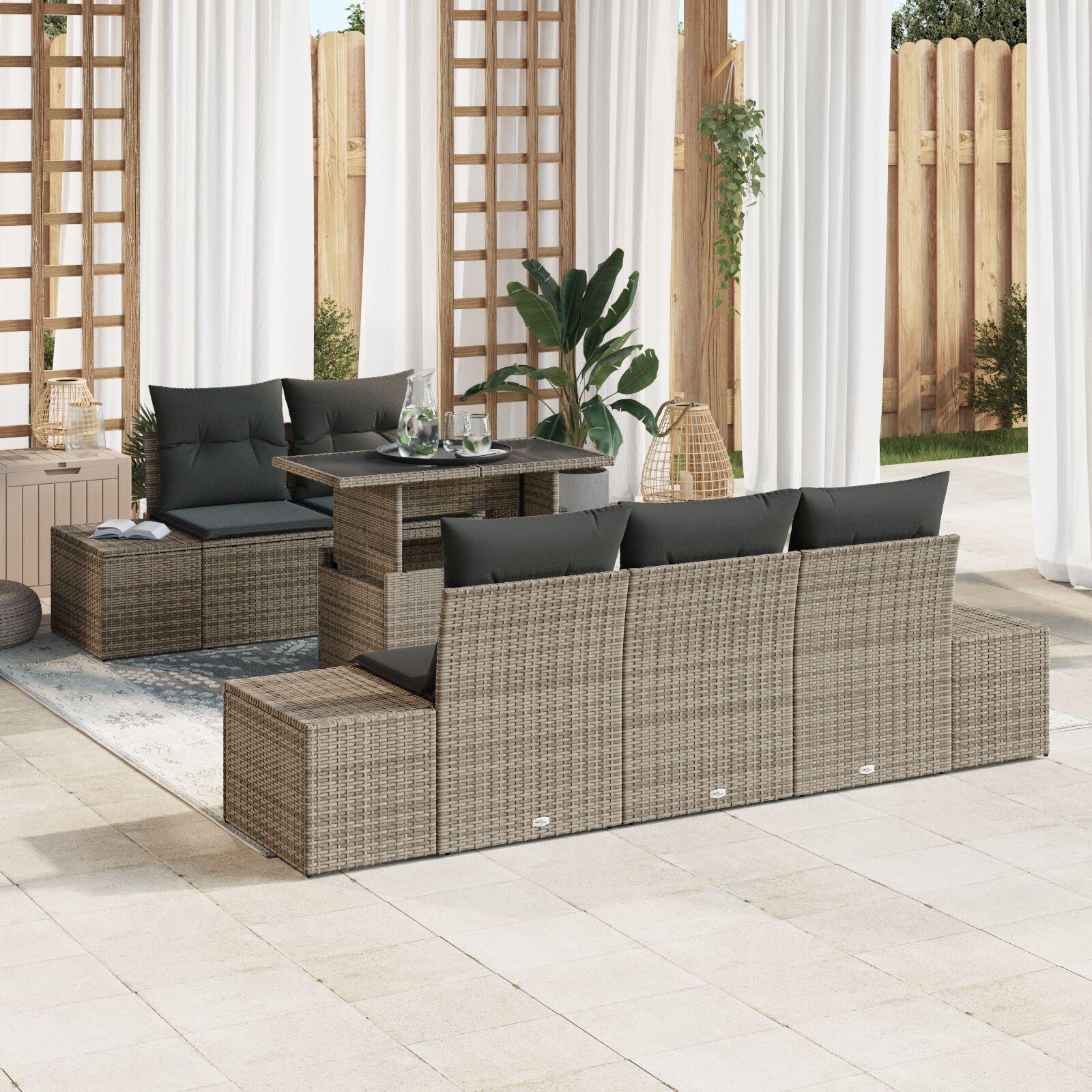 Havesofa SÃ¦t med pude med opbevaring 6 stk GrÃ¥ 100 x 55 x 73 cm