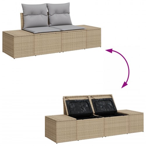 Have Sofa Sæt Sæt af 7 Beige, Grå Rattan, Polyester