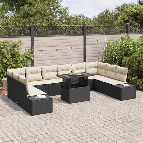 Have Sofa Sæt 11 Del. Cremehynder, sort ramme
