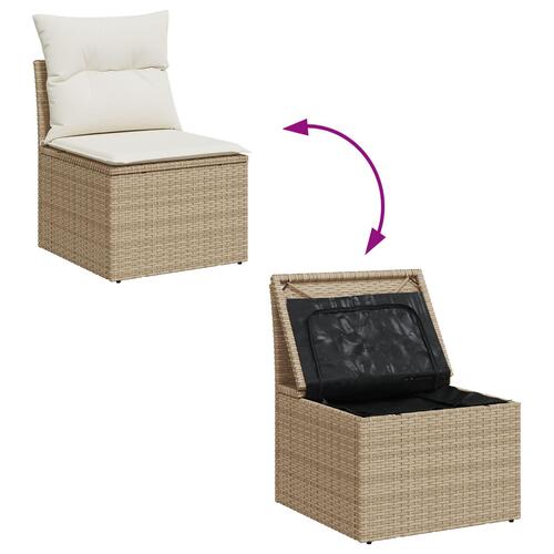 Havemøbel Sæt 6 Dele Beige Rattan Havemøbel Sæt Rektangulær