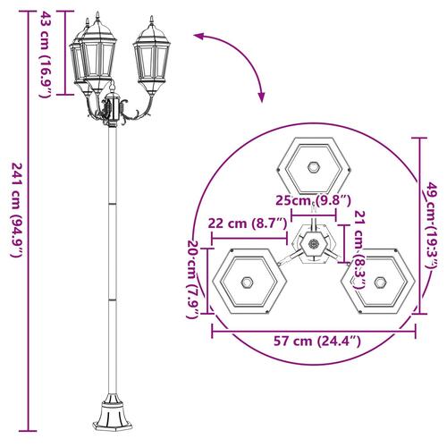 Have Lyssøjle 3-Lampe E27 Grøn 220 cm Aluminium