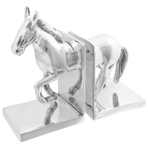 Bogstøtter 2 stk Sølv 11x14x25 cm Aluminium Hest