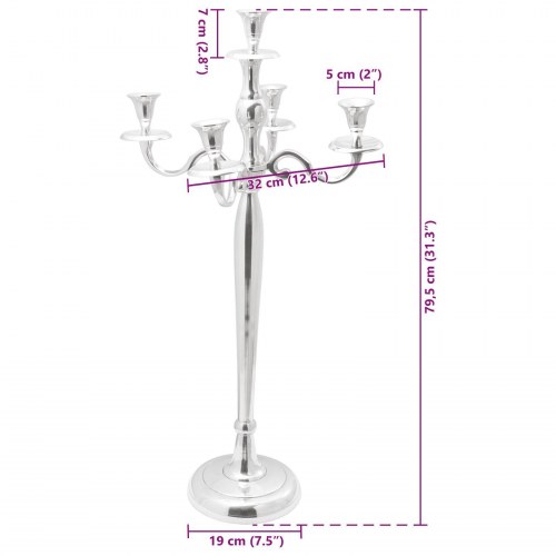 Lysestage Sølv 32x32x79,5 cm Aluminium