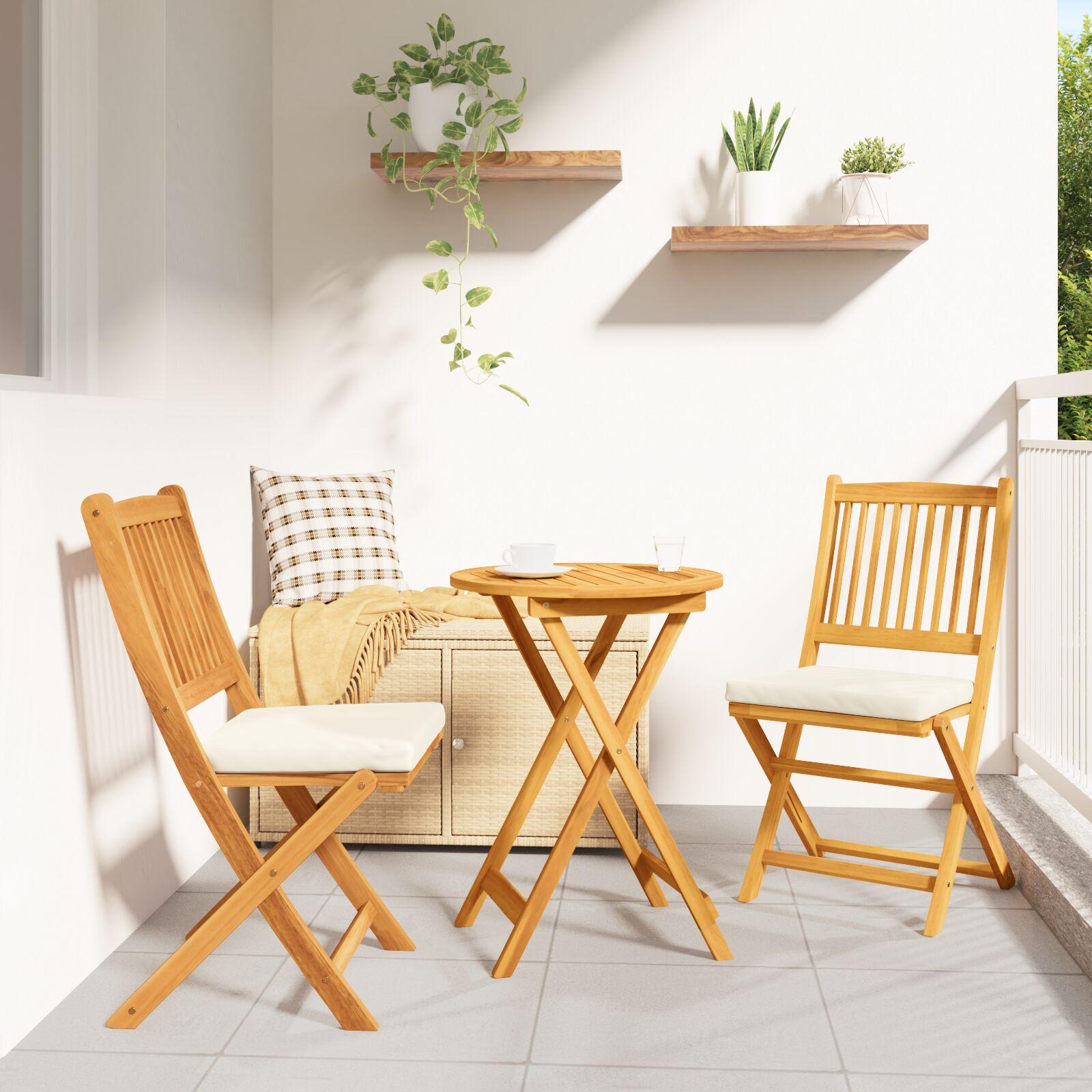 Sammenklappelig stol med pude 2 stk Hvid 49 x 57.5 x 92cm
