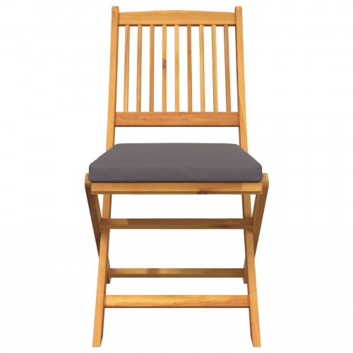 Sammenfoldelige Havestole med Grå Pude 2stk Solid Akacietræ