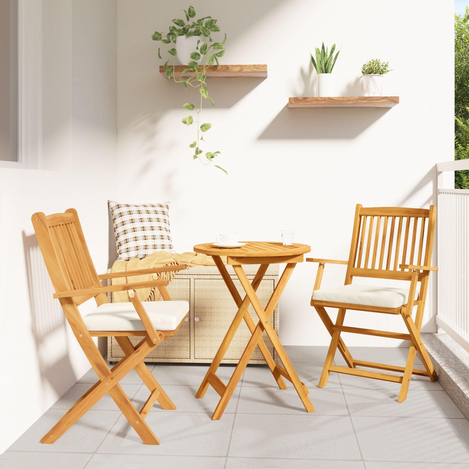 Sammenklappelig stol med pude 2 stk Hvid 49 x 57.5 x 92cm