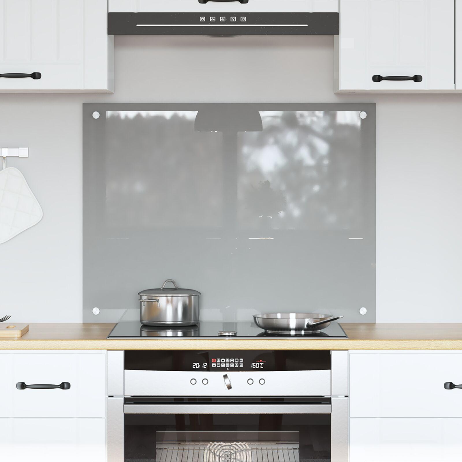 Køkkenbacksplash i hærdet glas - lysegrå 80 × 60 cm