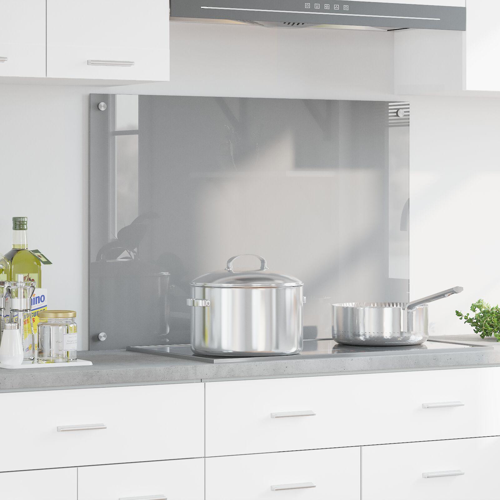 Køkken Backsplash Lysegrå 90x60x0,6 cm Hærdet Glas