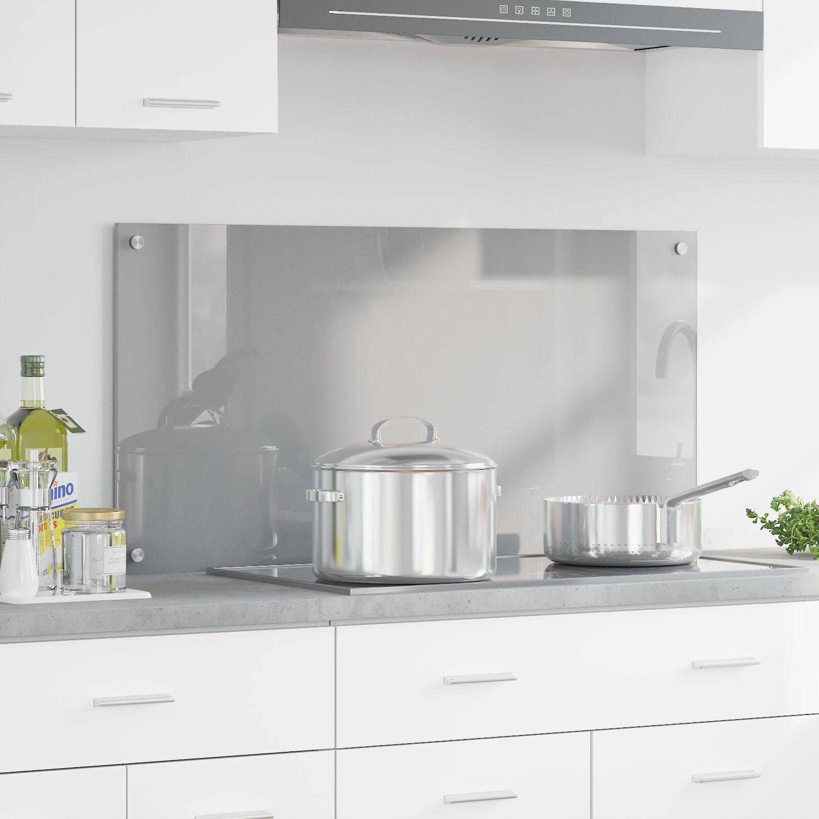 Køkkenbacksplash i hærdet glas - lysegrå 100 × 50 cm
